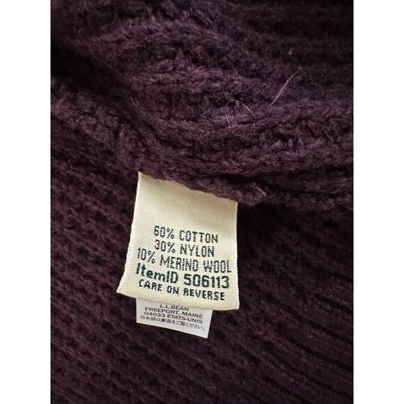 LL Bean Open Front Hooded Cardigan Sweater Purple Pockets Size Large NWT - Picture 9 of 11